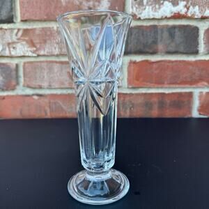 Vintage Starburst Clear Lead Crystal Vase Small 7in